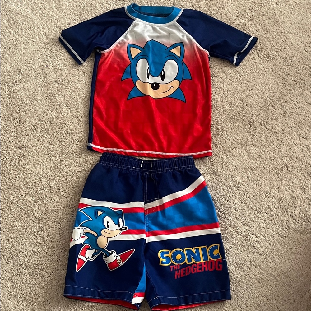 Sonic the Hedgehog Kids' Red & Navy Swim Trunk Set